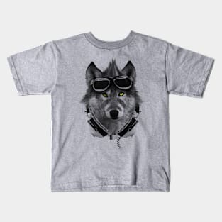 Wolf Headphones Kids T-Shirt